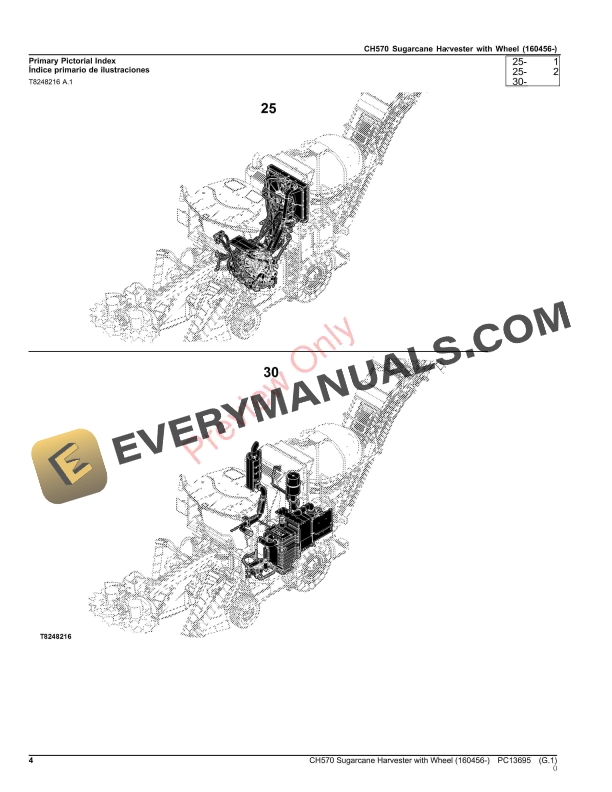 John Deere CH570 Sugarcane Harvester with Wheel (160456-) Parts Catalog PC13695 26OCT23-4