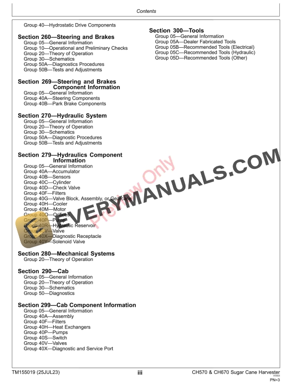 John Deere CH570 and CH670 Sugar Cane Harvester — — Track and Wheel Machines With Stage 2 or 3 Engine Diagnostic Technical Manual TM155019 25JUL23 5