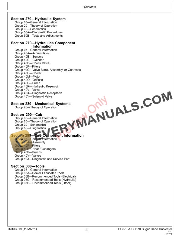 John Deere CH570 and CH670 Sugar Cane Harvester —Track and Wheel Machines Diagnostic Technical Manual TM133919 11JAN21 5