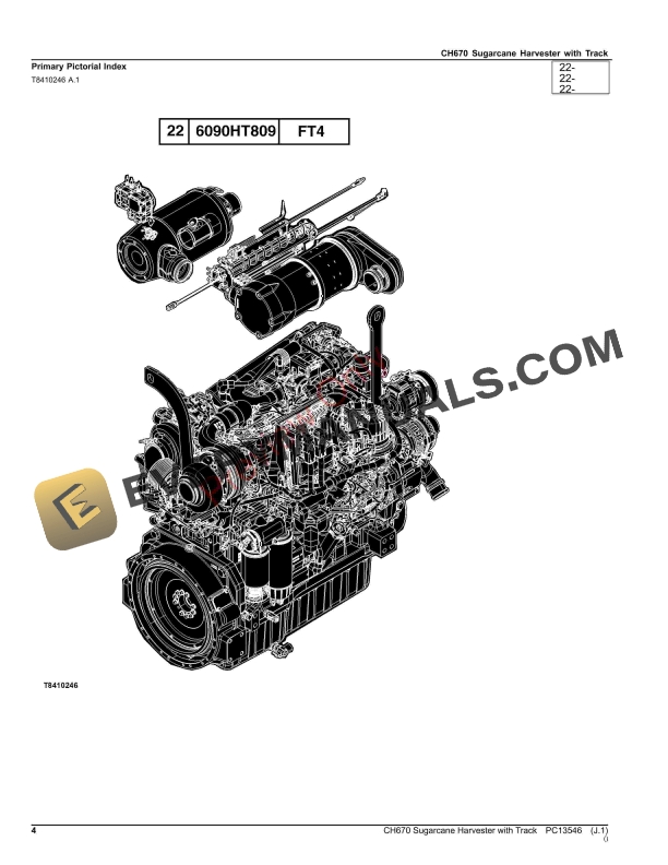 John Deere CH670 Sugarcane Harvester with Track Parts Catalog PC13546 19NOV23-4