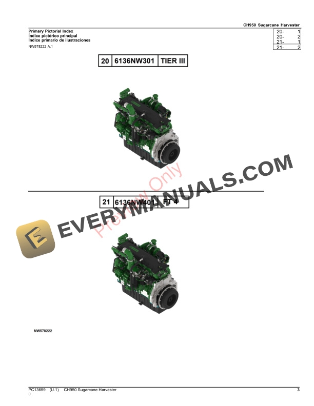 John Deere CH950 Sugarcane Harvester Parts Catalog PC13659 05NOV23-3