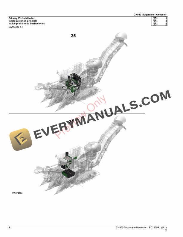 John Deere CH950 Sugarcane Harvester Parts Catalog PC13659 05NOV23-4