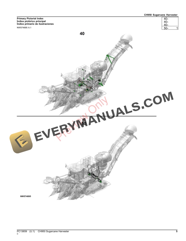 John Deere CH950 Sugarcane Harvester Parts Catalog PC13659 05NOV23-5