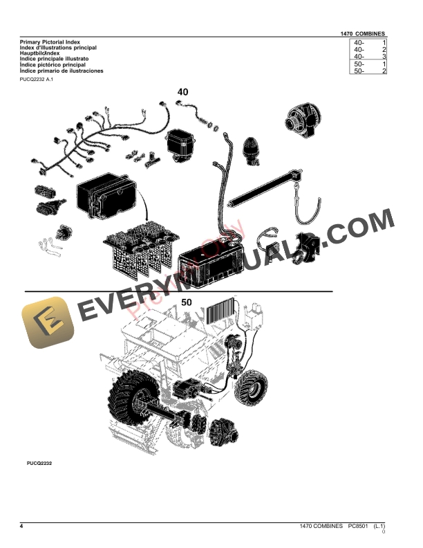 John Deere COMBINE 1470 Parts Catalog PC8501 12OCT23-4