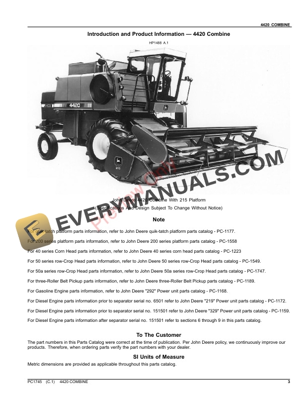 John Deere COMBINE – 4420 Parts Catalog PC1745 02MAR18-3