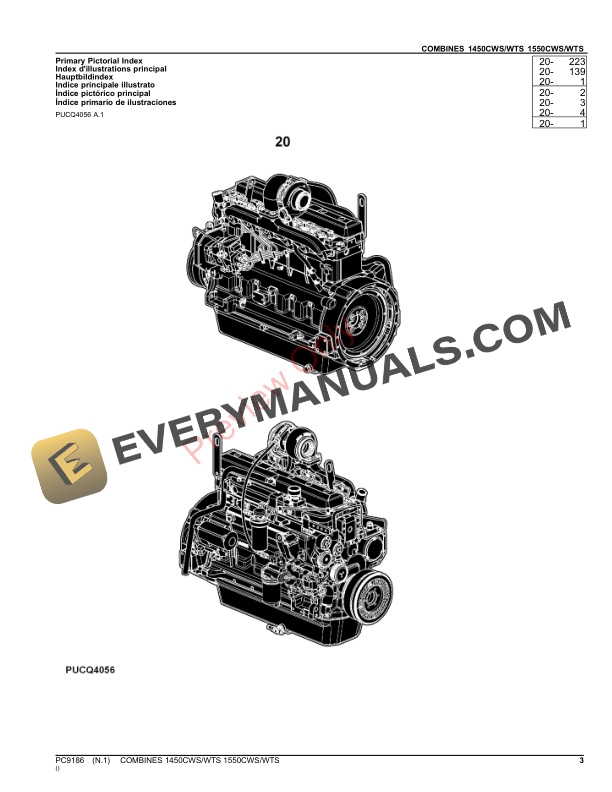 John Deere COMBINES 1450 CWS, 1550 CWS, 1450 WTS, 1550 WTS Parts Catalog PC9186 28OCT23-3