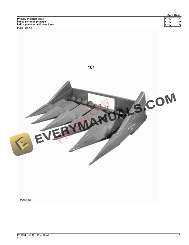 John Deere CORN HEAD 203, 204, 205, 206 Parts Catalog PC9194 15JAN20-3