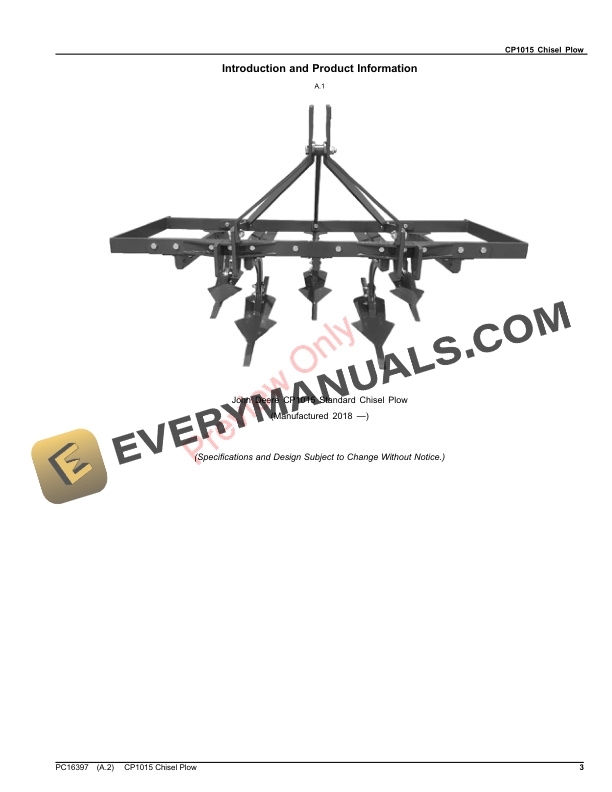 John Deere CP1015 Chisel Plow Parts Catalog PC16397 10JUN23-3