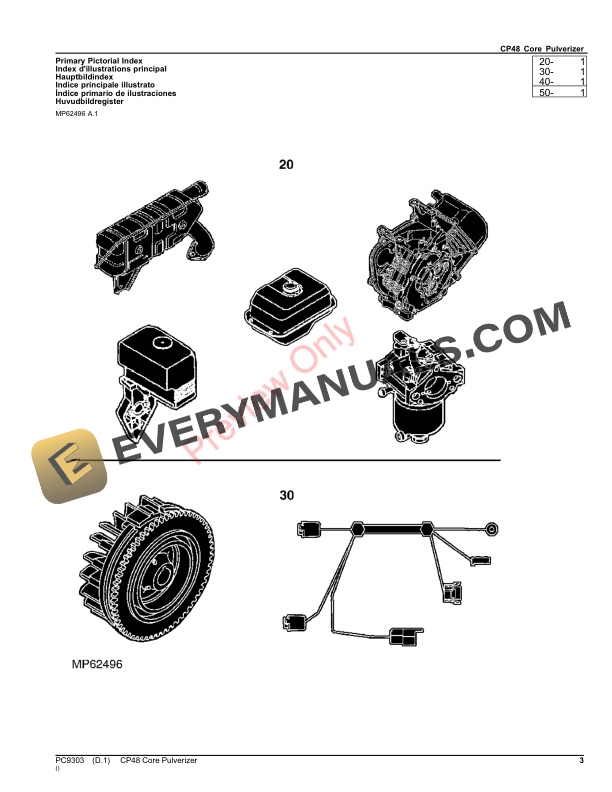 John Deere CP48 CORE PULVERIZER Parts Catalog PC9303 31OCT22-3