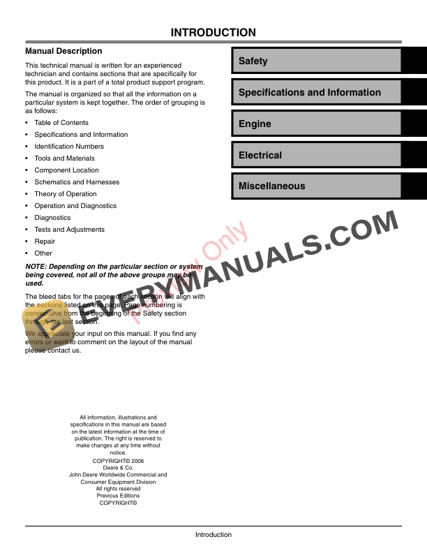 John Deere CP48 Core Pulverizer Technical Manual TM2098 01JAN06 3