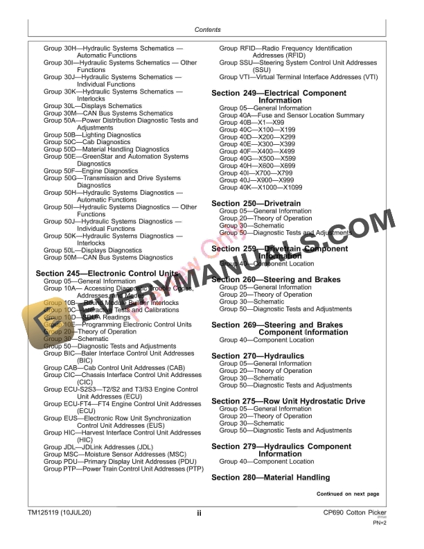 John Deere CP690 Cotton Picker Diagnostic Technical Manual TM125119 10JUL20 4