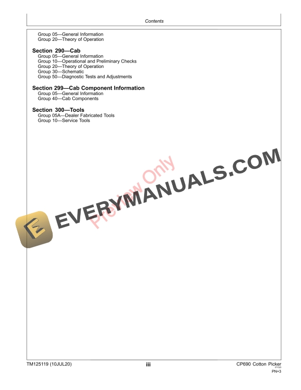 John Deere CP690 Cotton Picker Diagnostic Technical Manual TM125119 10JUL20 5