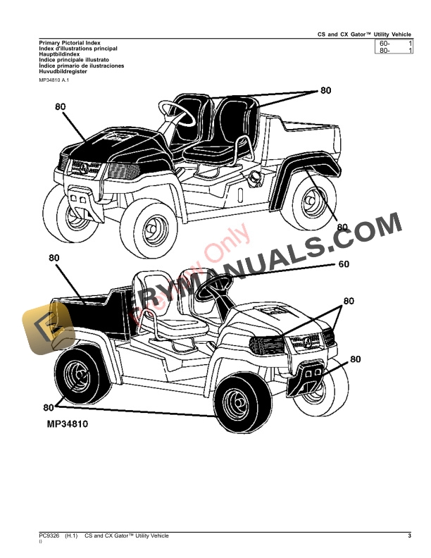 John Deere CS AND CX GATOR UTILITY VEHICLE Parts Catalog PC9326 21OCT22-3