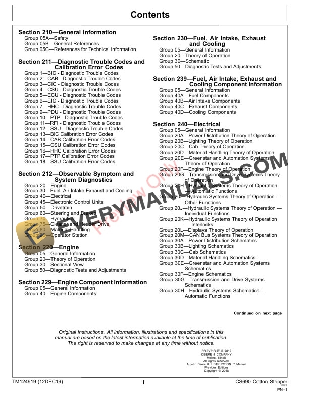 John Deere CS690 Cotton Stripper Diagnostic Technical Manual TM124919 12DEC19 3
