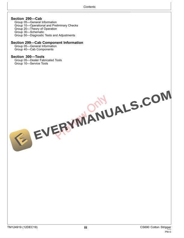 John Deere CS690 Cotton Stripper Diagnostic Technical Manual TM124919 12DEC19 5