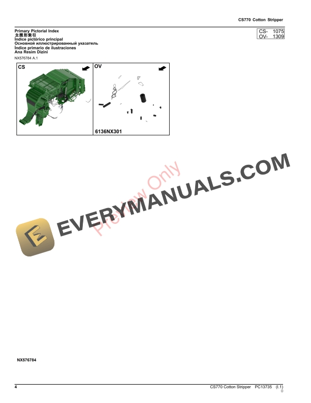 John Deere CS770 Cotton Stripper Parts Catalog PC13735 26OCT23-4