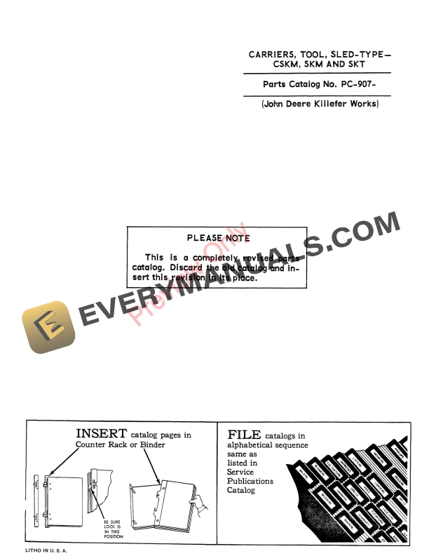 John Deere CSKM Sled-Type Drawn Tool Carrier Parts Catalog PC907 01NOV65-1
