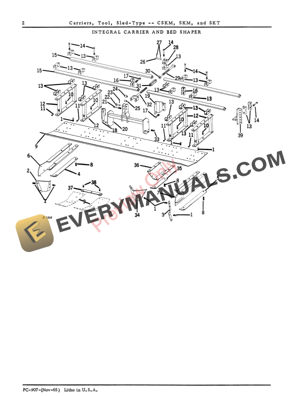 John Deere CSKM Sled-Type Drawn Tool Carrier Parts Catalog PC907 01NOV65-4