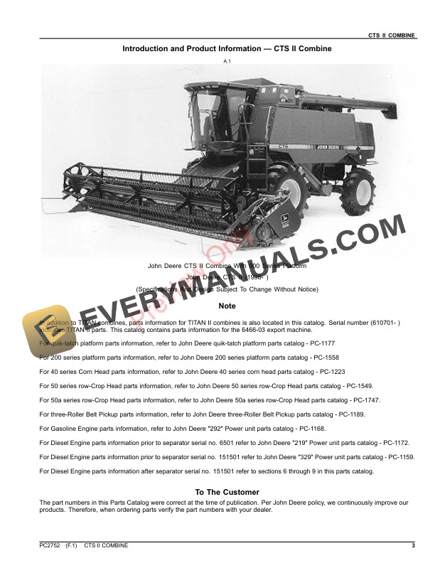 John Deere CTS II COMBINE Parts Catalog PC2752 03OCT23-3