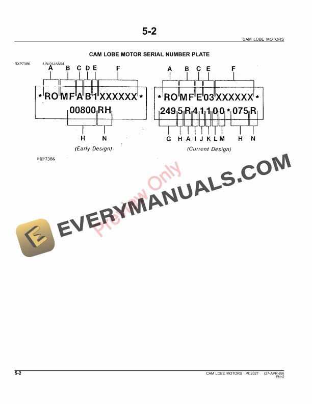 John Deere Cam Lobe Motors Parts Catalog PC2027 11MAY11-4