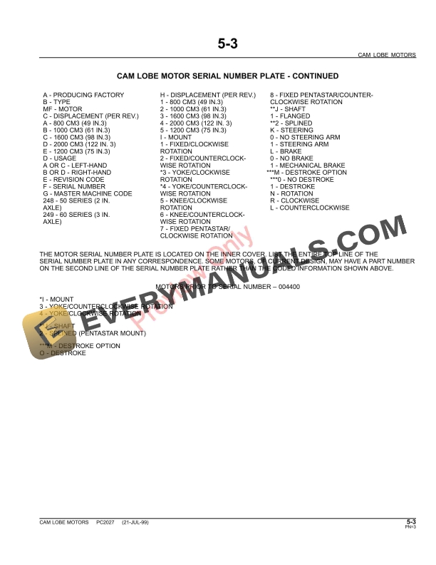 John Deere Cam Lobe Motors Parts Catalog PC2027 11MAY11-5