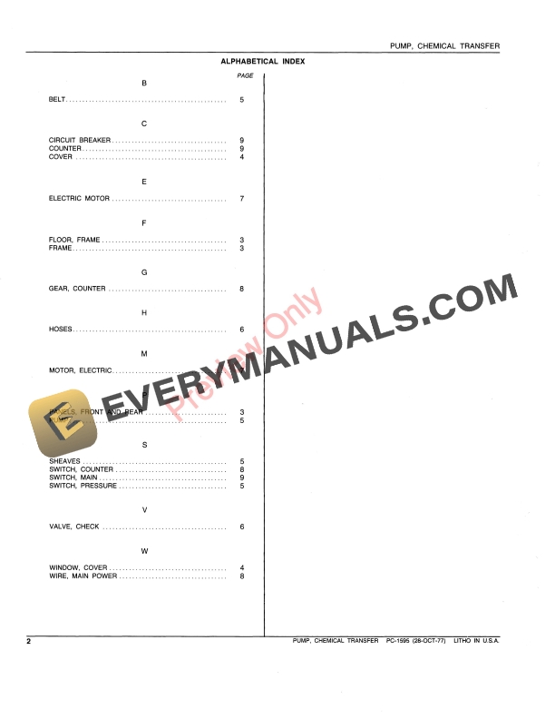 John Deere Chemical Transfer Pump Parts Catalog PC1595 28OCT77-4