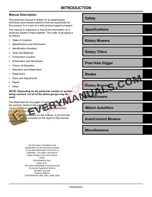John Deere Compact Utility Tractor Attachments Technical Manual TM1763 01APR11 3