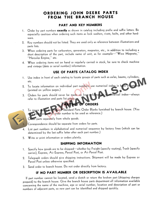 John Deere Continental Engine – No. F162 Parts Catalog PC237 01AUG53-4