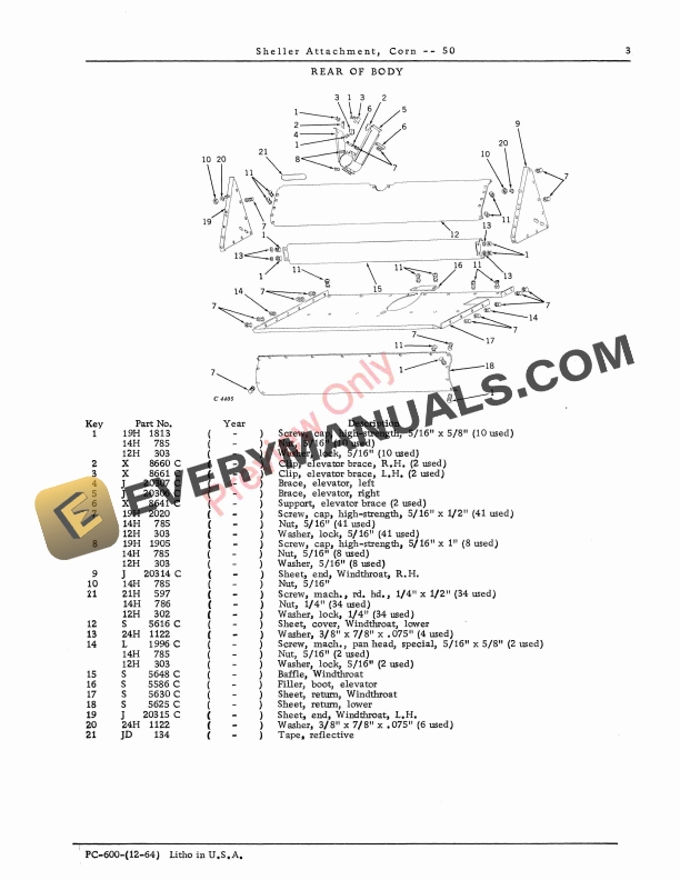 John Deere Corn Sheller Attachment – 50 Parts Catalog PC600 01OCT67-5