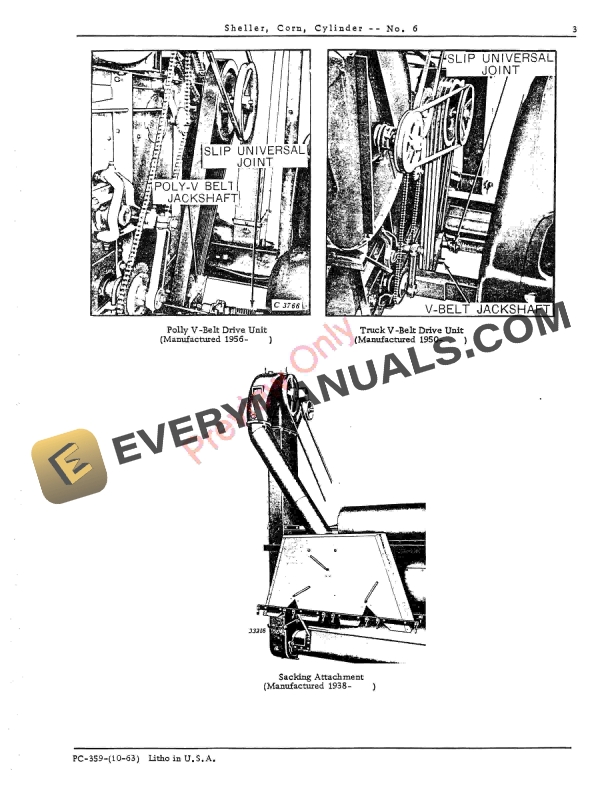 John Deere Cylinder, Corn Sheller – No. 6 Parts Catalog PC359 01OCT63-5