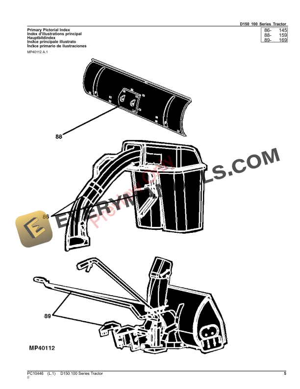 John Deere D150 100 Series Tractor Parts Catalog PC10446 16JUL23 5