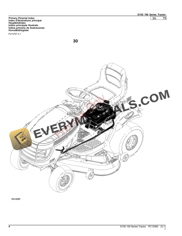 John Deere D155 100 Series Tractor Parts Catalog PC12495 10SEP23-4