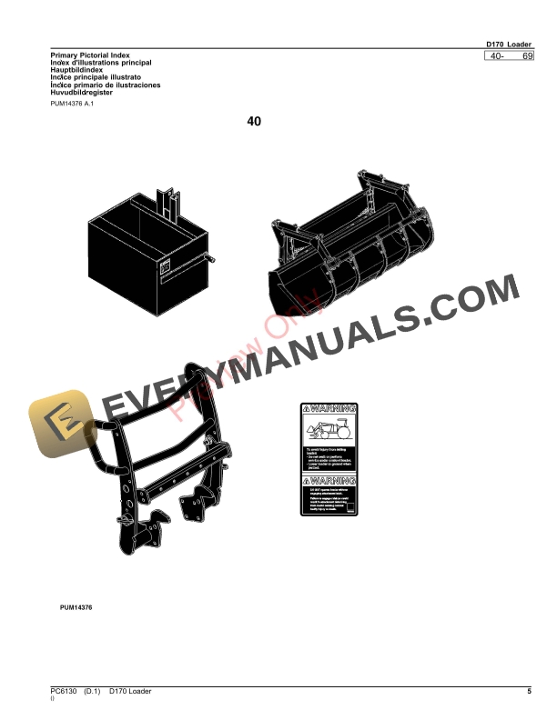John Deere D170 Loader Parts Catalog PC6130 17OCT23 6 John Deere D170 Loader Parts Catalog PC6130 17OCT23-5