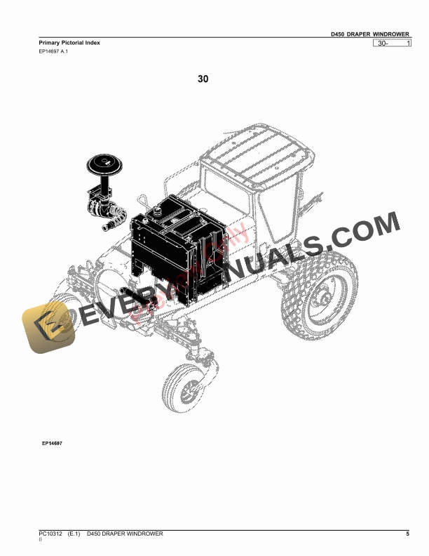 John Deere D450 DRAPER WINDROWER Parts Catalog PC10312 10MAY23 5
