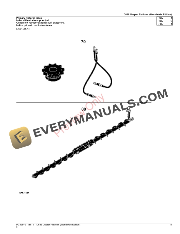 John Deere D636 Draper Platform Parts Catalog PC13979 17OCT23-5