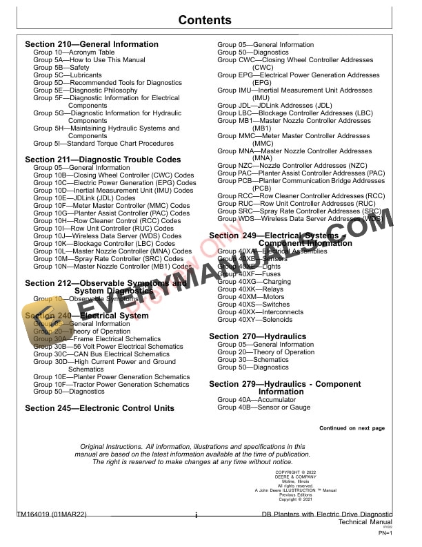 John Deere DB Planters with Electric Drive (794101-) Diagnostic Technical Manual TM164019 01MAR22 5 John Deere DB Planters with Electric Drive 794101 Diagnostic Technical Manual TM164019 01MAR22 3