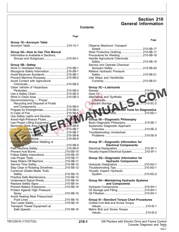 John Deere DB Planters with Electric Drive and Frame Control Console Diagnostic Technical Manual TM123919 17OCT22 7 John Deere DB Planters with Electric Drive and Frame Control Console Diagnostic Technical Manual TM123919 17OCT22 5