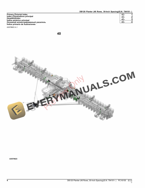 John Deere DB120 Planter (48 Rows, 30-Inch Spacing)(S.N. 794101- ) Parts Catalog PC16155 15OCT23-4