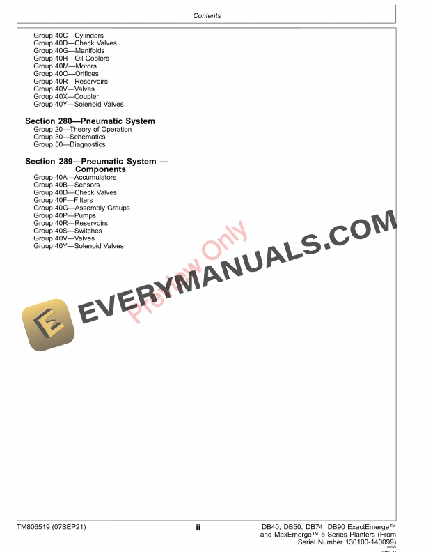 John Deere DB40 DB50 DB74 and DB90 Series Planters Diagnostic Technical Manual TM806519 07SEP21 4