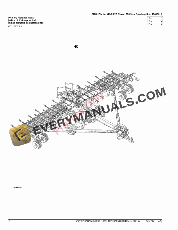 John Deere DB40 Planter (232527 Rows, 5045cm Spacing)(S.N. 130100 Parts Catalog PC13763 05NOV23 5 John Deere DB40 Planter (232527 Rows, 5045cm Spacing)(S.N. 130100 Parts Catalog PC13763 05NOV23-4