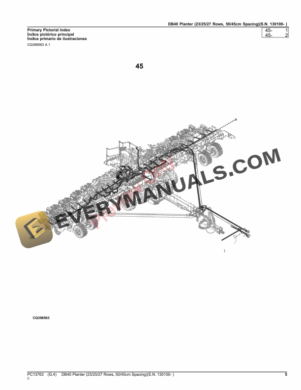 John Deere DB40 Planter (232527 Rows, 5045cm Spacing)(S.N. 130100 Parts Catalog PC13763 05NOV23 6 John Deere DB40 Planter (232527 Rows, 5045cm Spacing)(S.N. 130100 Parts Catalog PC13763 05NOV23-5