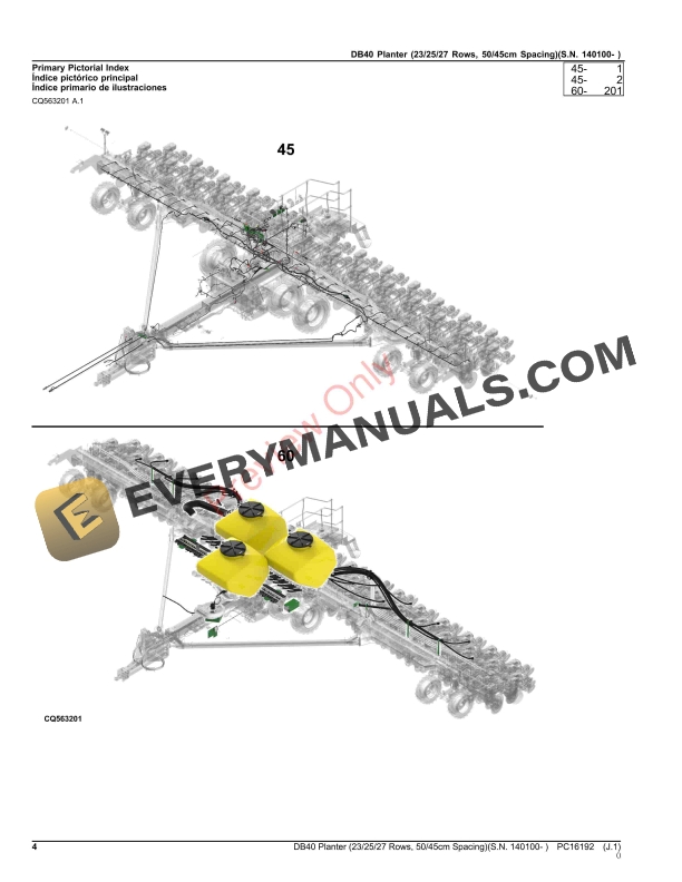 John Deere DB40 Planter (232527 Rows, 5045cm Spacing)(S.N. 140100 Parts Catalog PC16192 30SEP23 5 John Deere DB40 Planter (232527 Rows, 5045cm Spacing)(S.N. 140100 Parts Catalog PC16192 30SEP23-4