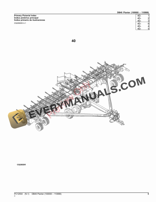 John Deere DB40 Planter Parts Catalog PC12554 16NOV23-5