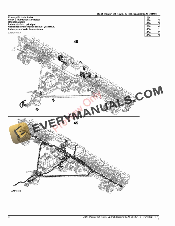 John Deere DB44 Planter (24 Rows, 22-Inch Spacing)(S.N. 794101- ) Parts Catalog PC16152 10JUN23-4