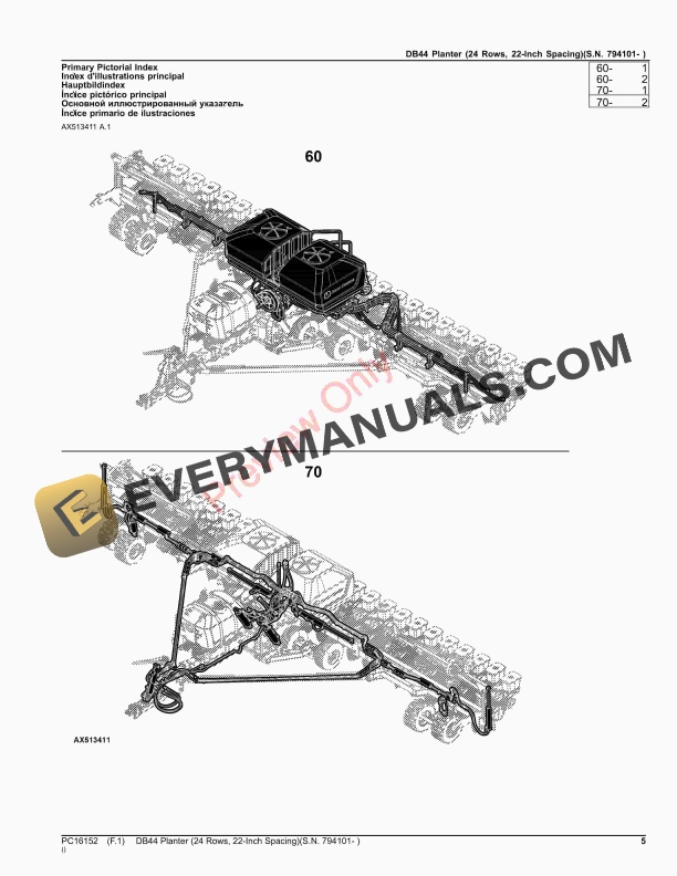 John Deere DB44 Planter (24 Rows, 22-Inch Spacing)(S.N. 794101- ) Parts Catalog PC16152 10JUN23-5