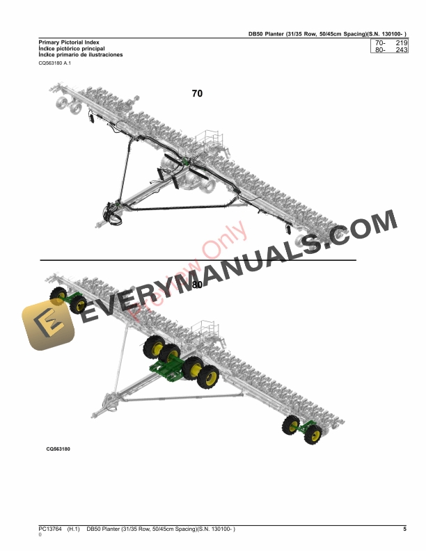 John Deere DB50 Planter (3135 Row, 5045cm Spacing)(S.N. 130100- ) Parts Catalog PC13764 05NOV23-5
