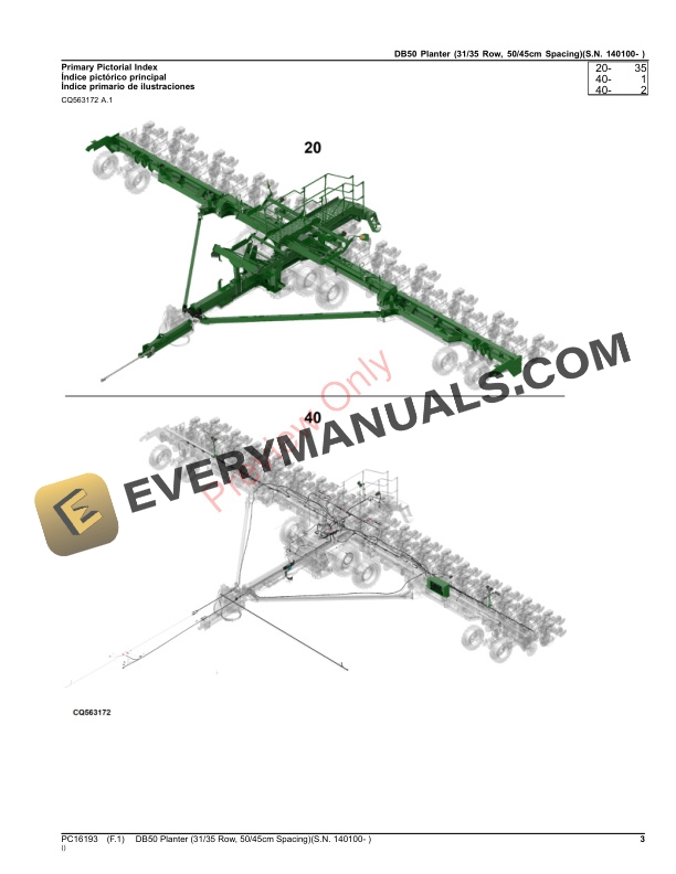 John Deere DB50 Planter (3135 Row, 5045cm Spacing)(S.N. 140100- ) Parts Catalog PC16193 30SEP23-3