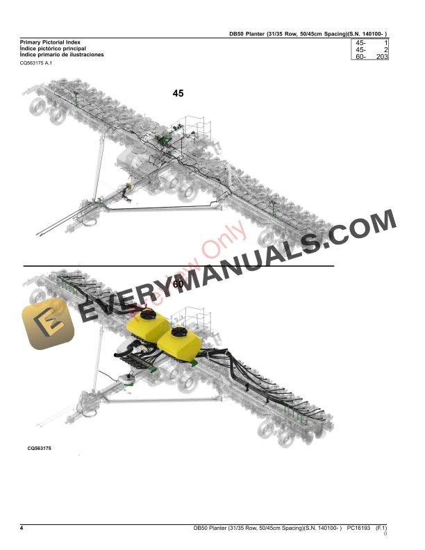 John Deere DB50 Planter (3135 Row, 5045cm Spacing)(S.N. 140100- ) Parts Catalog PC16193 30SEP23-4