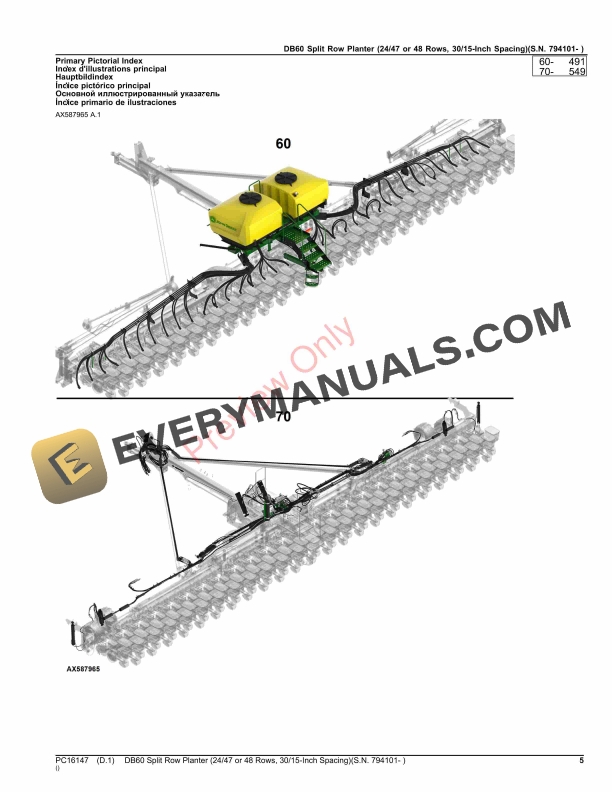 John Deere DB60 Split Row Planter (2447 or 48 Rows, 3015 Parts Catalog PC16147 15OCT23 6 John Deere DB60 Split Row Planter (2447 or 48 Rows, 3015 Parts Catalog PC16147 15OCT23-5