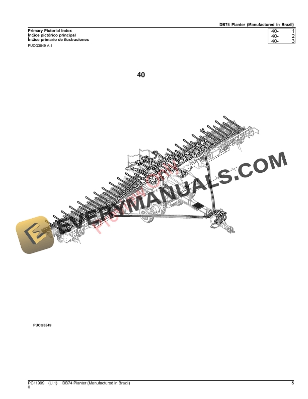 John Deere DB74 Planter Manufactured in Brazil Parts Catalog PC11999 05SEP23 5